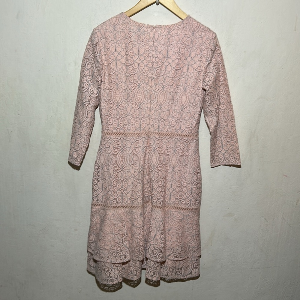 Lauren Ralph Lauren Lace Pink/Black Drop-Waist Dress Size 4 NWT - Picture 8 of 11